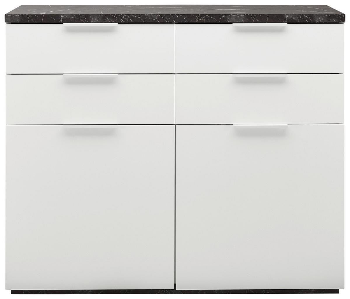 Komoda Mundi, Bela, Antracit, Visoki Sijaj - bela/antracit, Moderno, kovina/leseni material (119/102/50cm) - Premium Living
