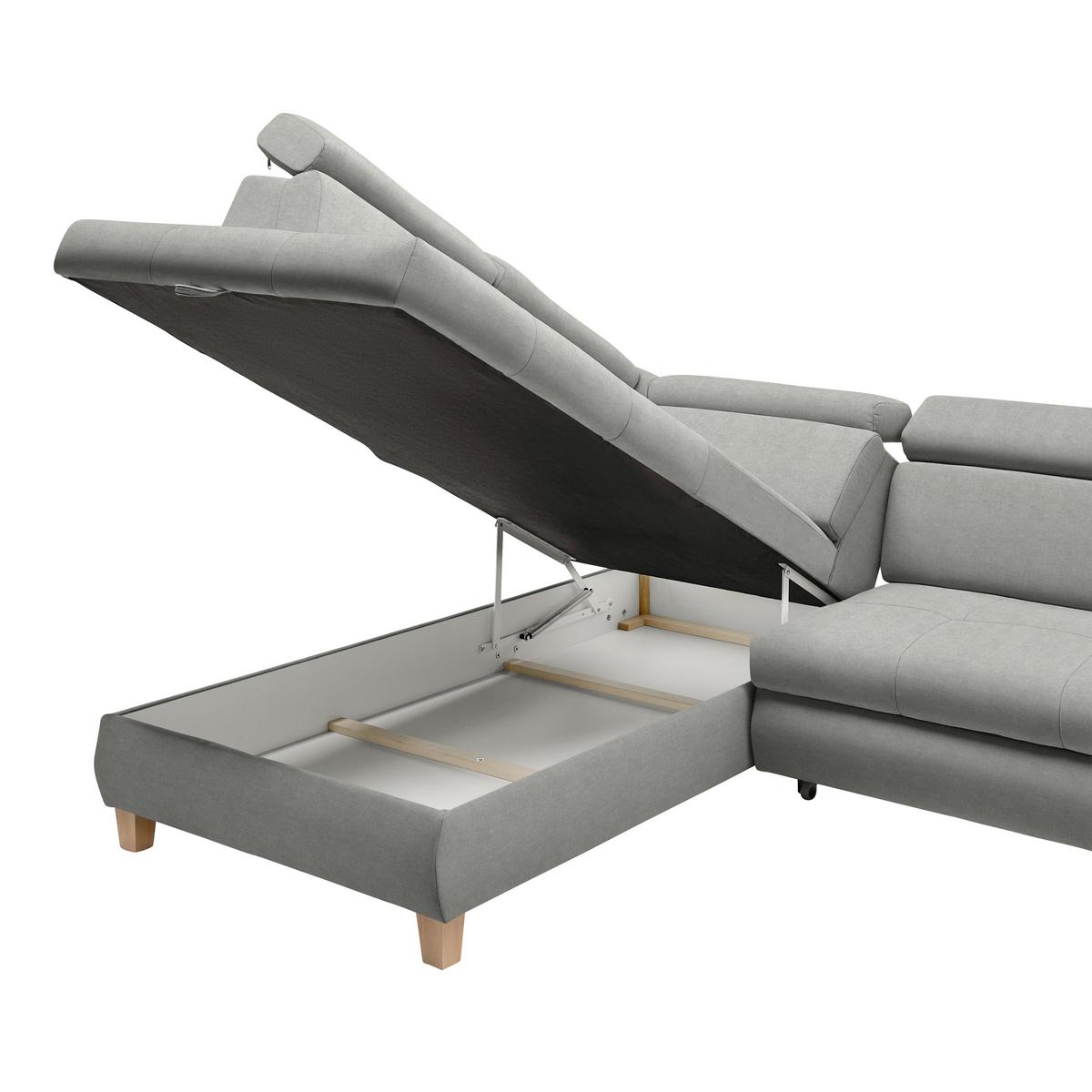 Ecksofa Lugo Grau - Grau, MODERN, Holz/Kunststoff (205/98/266cm) - Mömax