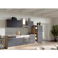 Küchenblock Turin mit Geräten c.a 330 cm Grau/Eiche - Eiche Wotan/Grau, Design, Holzwerkstoff (330cm) - Held