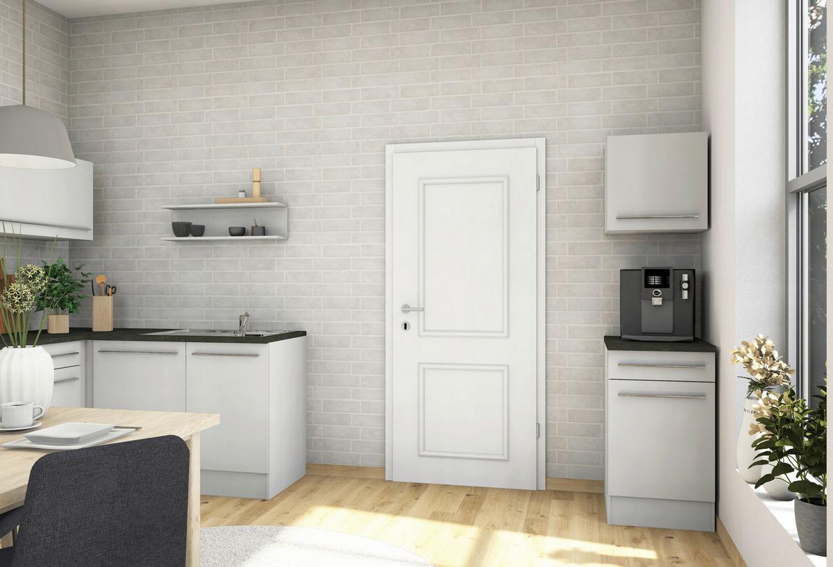 SZAFKA KUCHENNA GÓRNA JAZZ - biały wysoki połysk/kolor srebrny, Basics, materiał drewnopochodny/tworzywo sztuczne (50/50/34,6cm) - MID.YOU