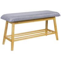 Garderobna Klop Bali, Bambus, Siva - siva/naravne barve, Moderno, tekstil/naravni materiali (90/45/30cm)