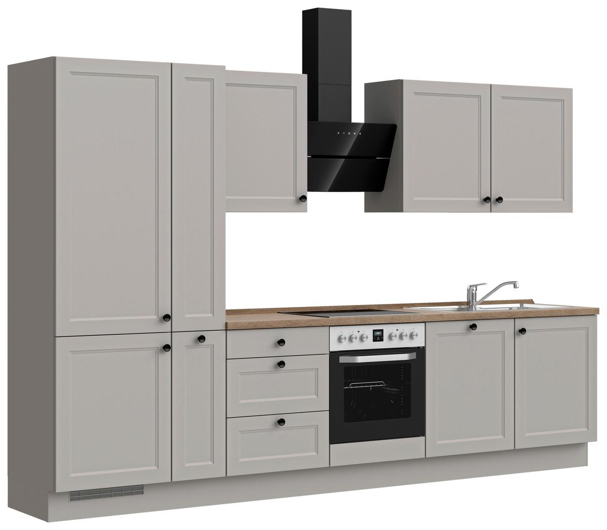 Küchenblock Cascada High m. Geräten Grau - Eiche dunkel/Schwarz, MODERN, Holzwerkstoff/Metall (330cm) - Nobilia