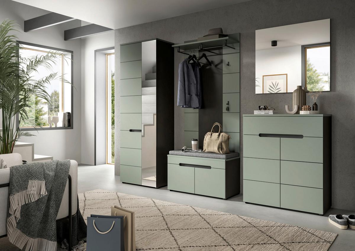 Garderobna Klop Canu, Sivozelena, Z Blazino - siva/črna, Design, umetna masa/leseni material (80/45/37cm) - Livetastic