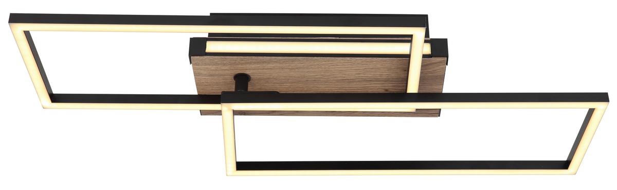 LED-Deckenleuchte Colli Opal/Schwarz/Braun max. 34Watt - Dunkelbraun/Opal, Design, Holzwerkstoff/Kunststoff (60/49/10cm) - Globo