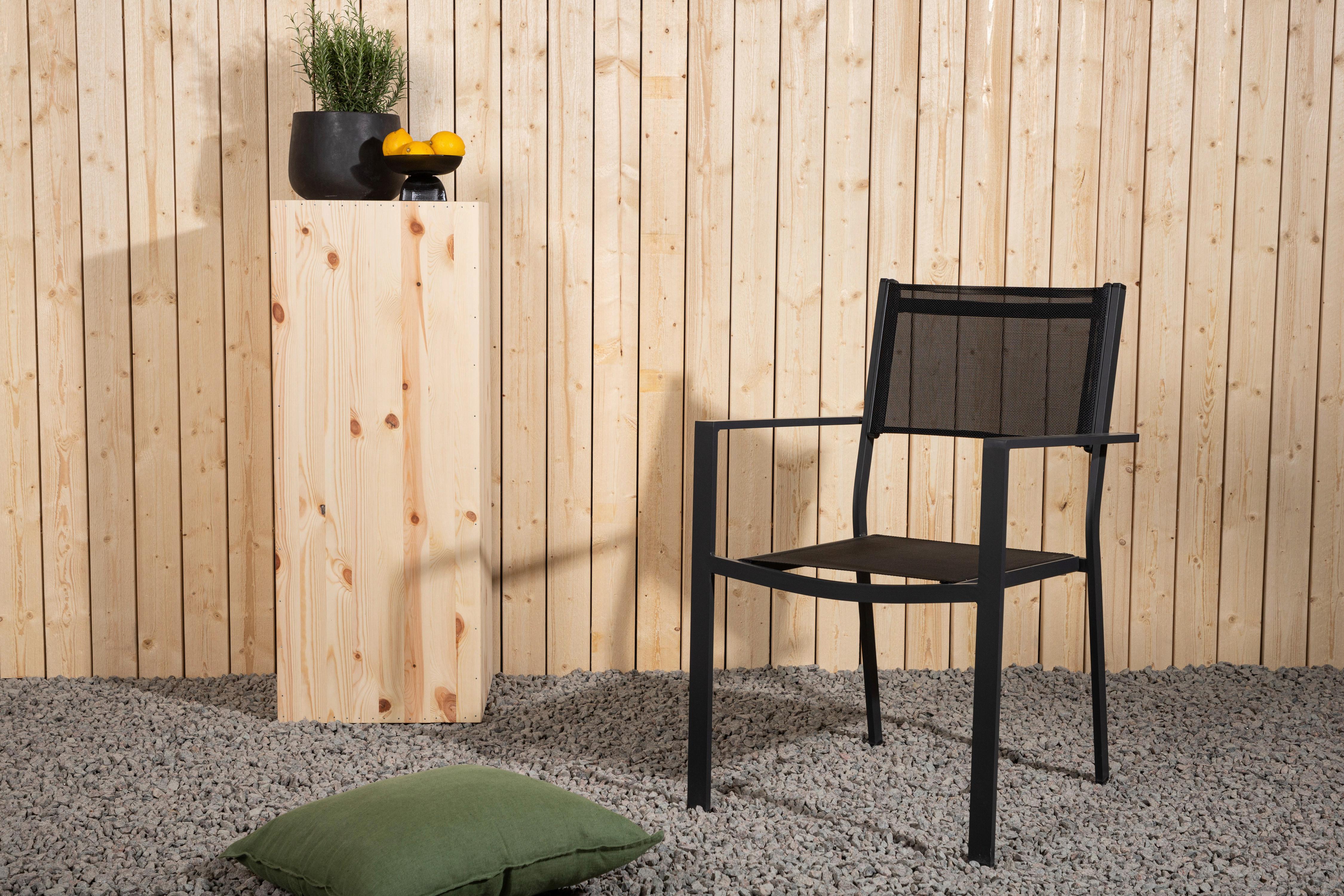 Stapelsessel-Set Copacabana Schwarz Aluminium 2er-Set - Schwarz, KONVENTIONELL, Textil/Metall (56.5/88/61cm) - Gardenson