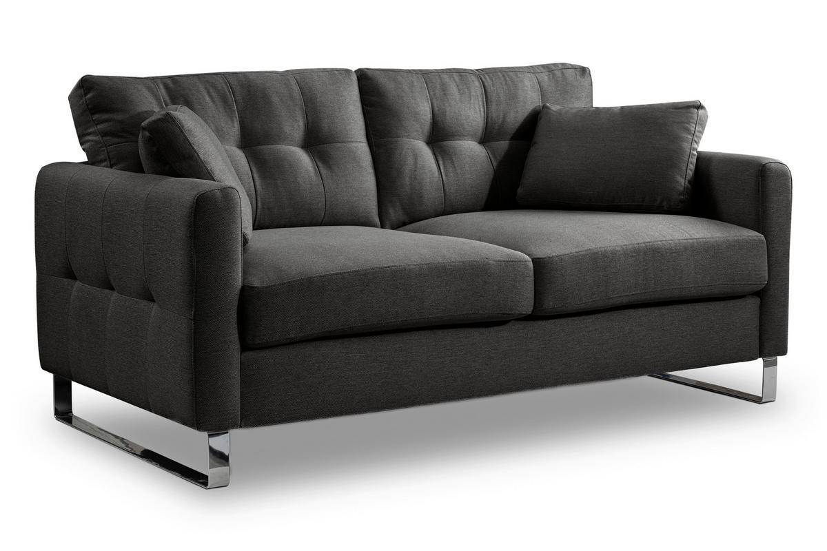 2-Sitzer-Sofa Hera Grau - Chromfarben/Grau, Basics, Holz/Textil (172/92/94cm) - MID.YOU