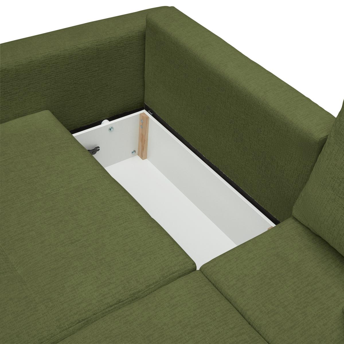 Schlafsofa Bologna Olivgrün - Schwarz/Olivgrün, Kunststoff/Textil (245/74-90/104cm) - Mömax