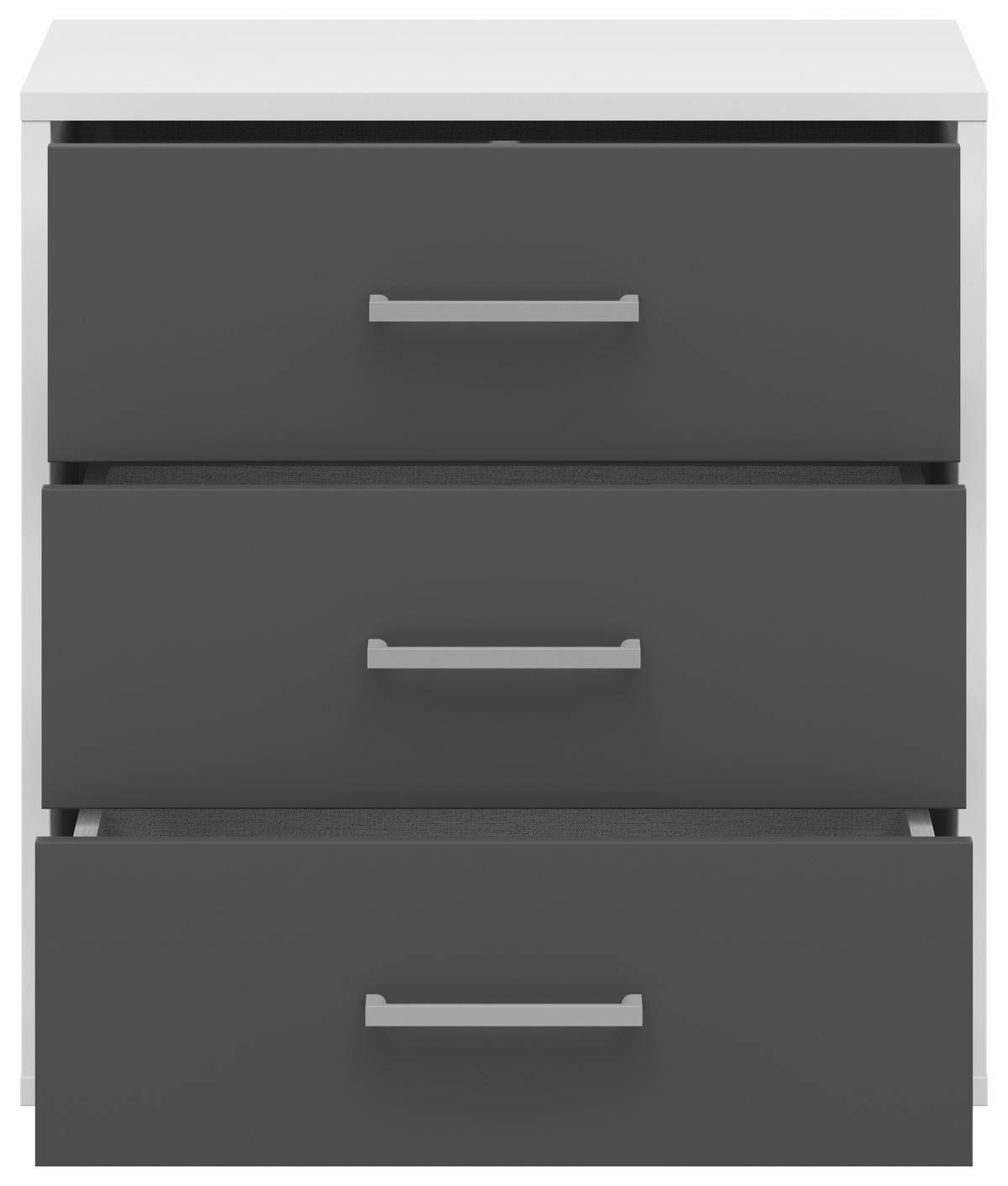 NOPTIERA SMART 3 - alb/antracit, Basics, material pe bază de lemn (50/54/35cm) - Modern Living
