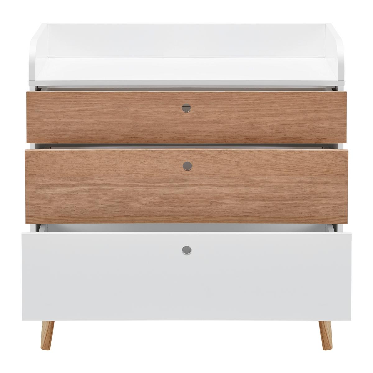 KOMODA Z PRZEWIJAKIEM POPPY - kolor naturalny/biały, Modern, materiał drewnopochodny/drewno (85/86/45cm) - Bessagi Kids