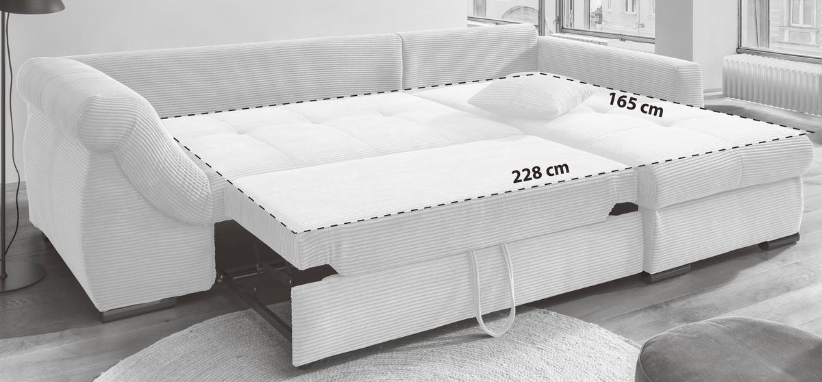 Wohnlandschaft Frederico Goldfarben Cord - Goldfarben/Schwarz, MODERN, Holz/Textil (302/188cm) - MID.YOU