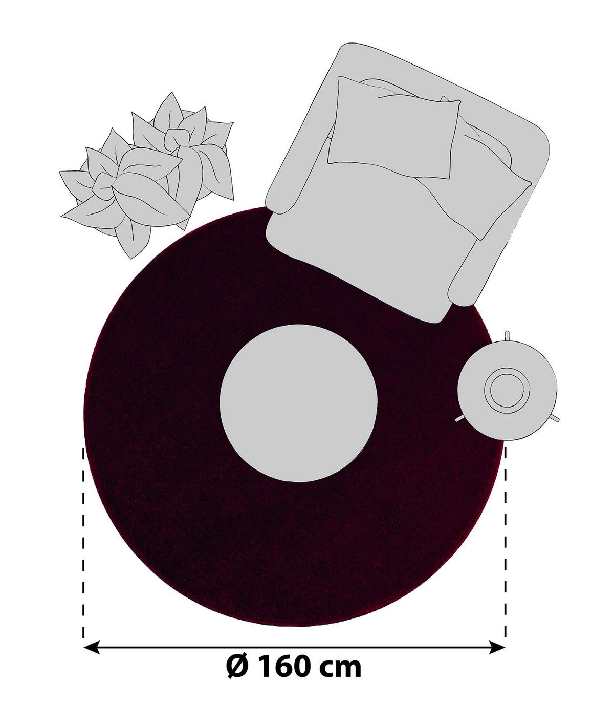 Preproga Z Visokim Florom Ata, Rdeča, Ø 160cm - rdeča, Design, tekstil (160cm) - Novel