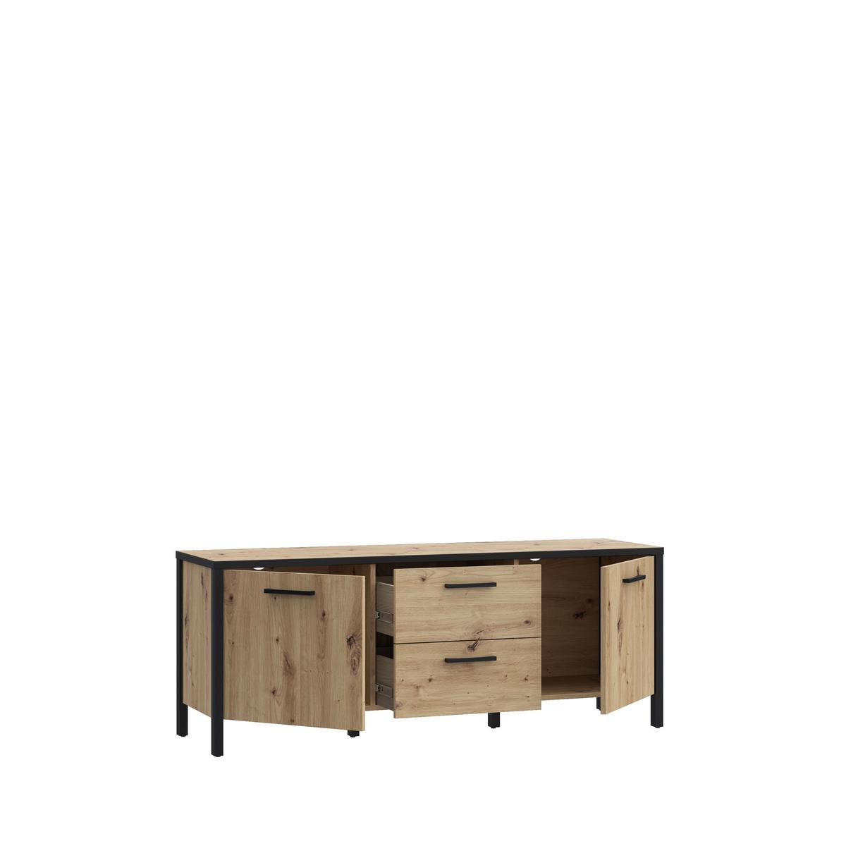 Tv Komoda Kirikus - hrast Artisan/crna, Lifestyle, drvni materijal (139,8/54,3/40,2cm) - Modern Living