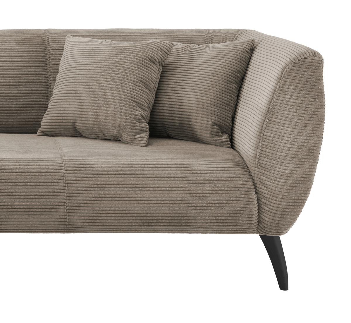 Wohnlandschaft Colori Graubraun Cord - Graubraun/Schwarz, MODERN, Holz/Textil (160/264cm) - MID.YOU