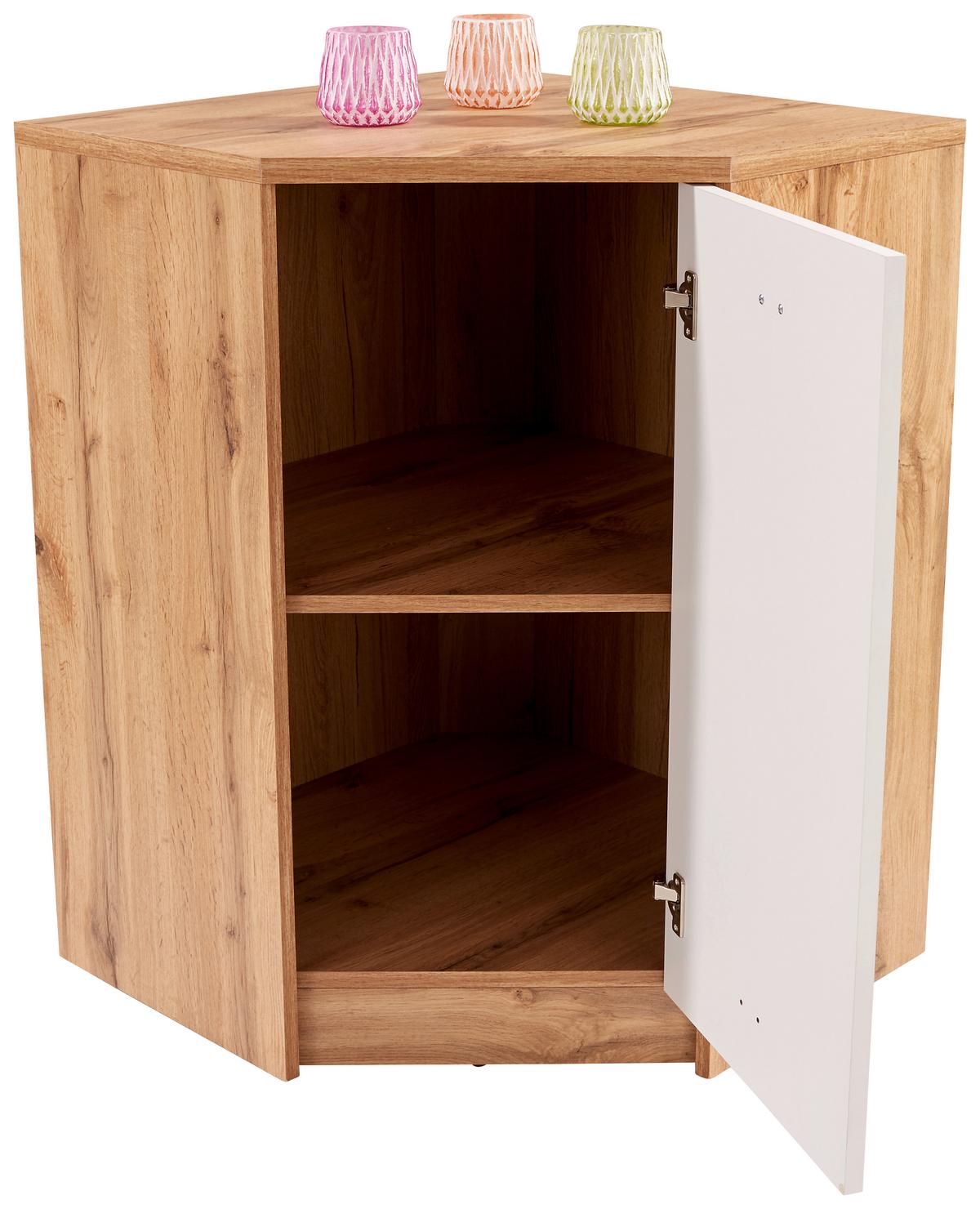 Kotna Komoda 4-you New, Bela, Barva Hrasta - barve kroma/črna, Moderno, umetna masa/leseni material (60,9/85,4/60,9cm) - Mömax