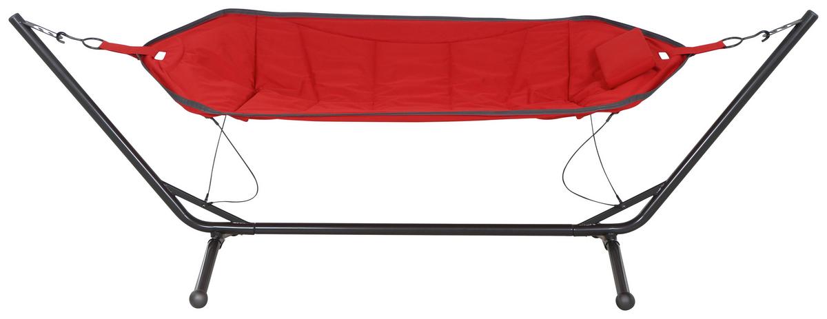 Hängematte Bahia ca. 105x305 cm Rot/Grau - Dunkelgrau/Rot, KONVENTIONELL, Textil/Metall (105/104/305cm) - Siena Garden