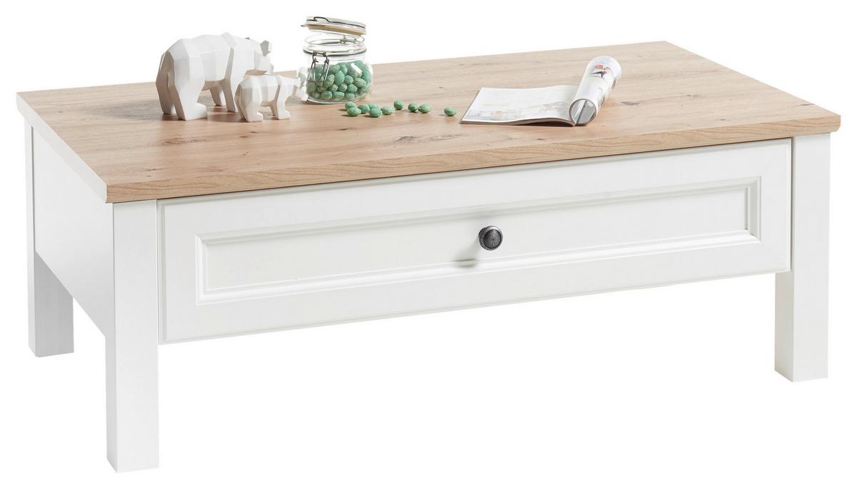 STOLIK KAWOWY TOSKANA - kolor dębowy/biały, Basics, materiał drewnopochodny/metal (110/60/40cm) - MID.YOU