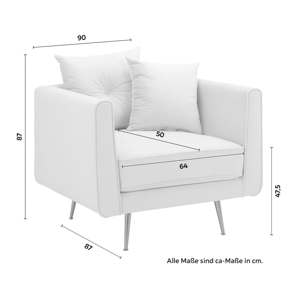 Relaxsessel Luis Beige Samt - Beige/Roségold, MODERN, Holz/Textil (90/87/87cm) - Bessagi Home