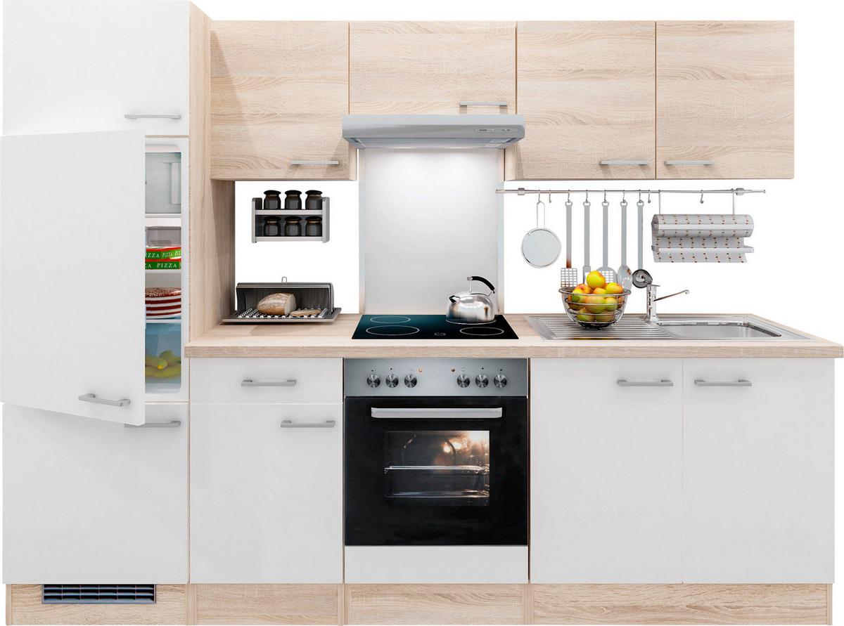 Moderen Kuhinjski Blok Z Aparati Samoa, Bela, Hrast - bela/barve aluminija, Konvencionalno, umetna masa/leseni material (270/200/60cm) - FlexWell