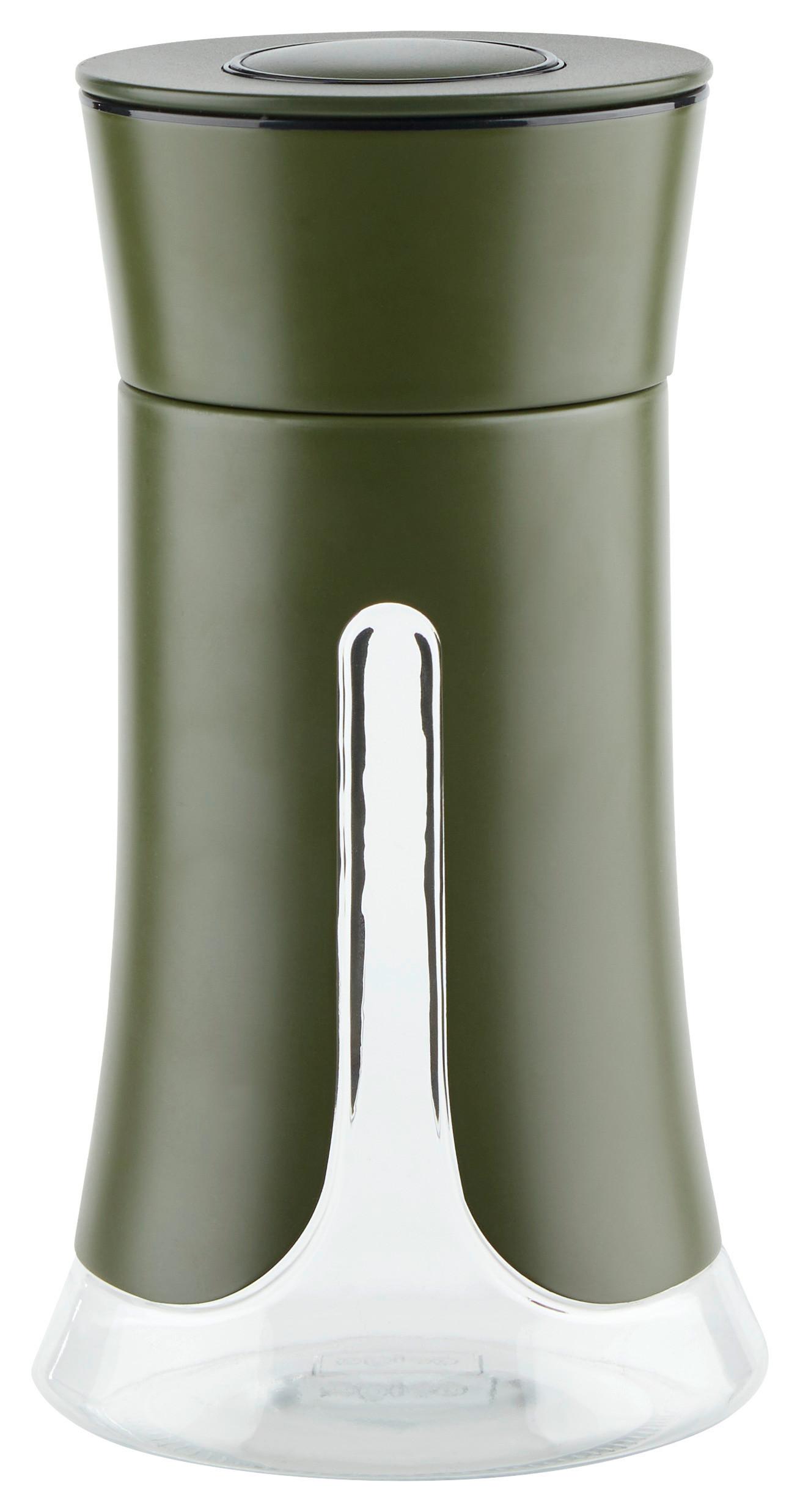 Vorratsdose Oil Green M in Olivgrün - Olivgrün, Modern, Glas/Kunststoff - Premium Living