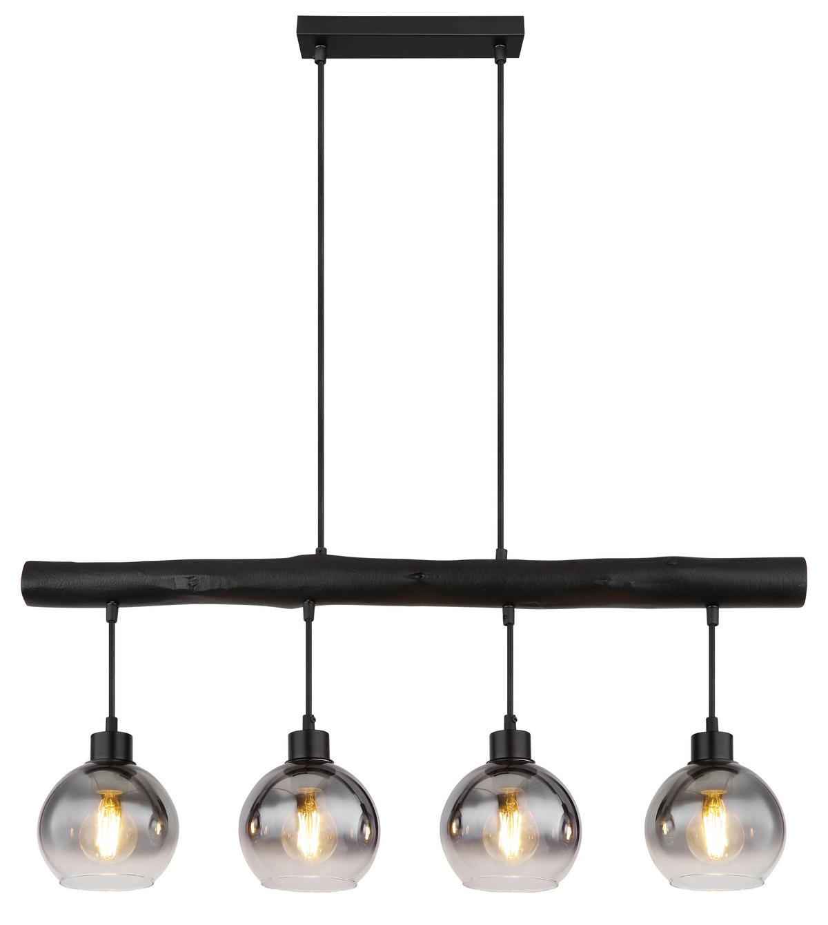 Hängeleuchte Moitas in Grau/Schwarz max. 40 Watt - Schwarz/Grau, Design, Glas/Holz (85/15/120cm) - Globo