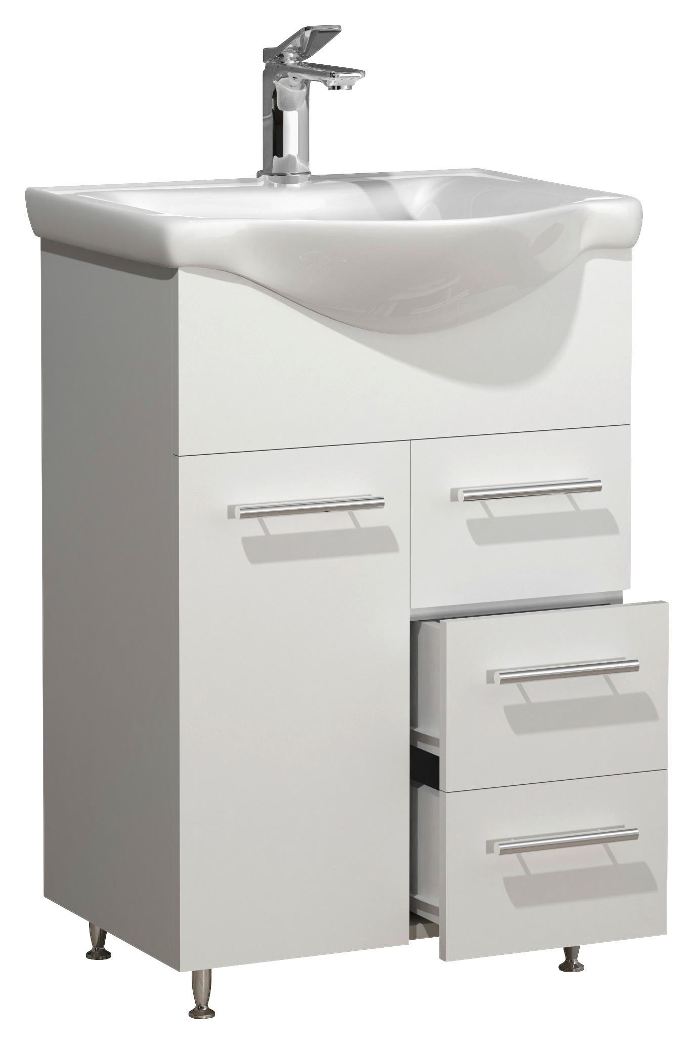 WASCHTISCHKOMBI LISALO L - Weiss/Silberfarben, Modern, Keramik/Holzwerkstoff (55cm) - MID.YOU