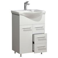 Kombiniran Umivalnik Lisalo L, Bela - srebrne barve/bela, Moderno, umetna masa/leseni material (55cm) - MID.YOU