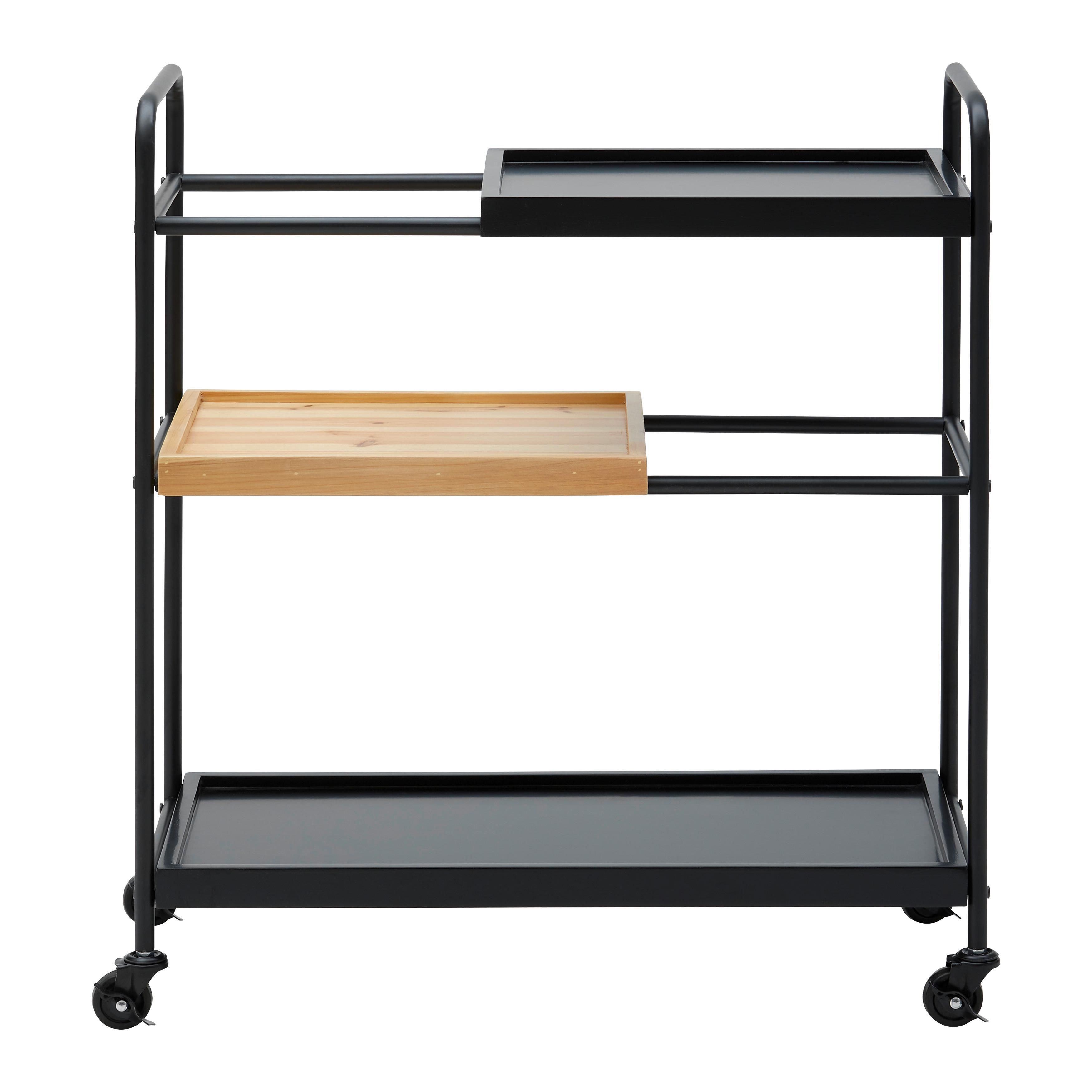 Rollwagen Giorgia Eichefarben/ Schwarz Echtholz/MDF - Eichefarben/Schwarz, MODERN, Holz/Kunststoff (70/79/34cm) - Bessagi Home