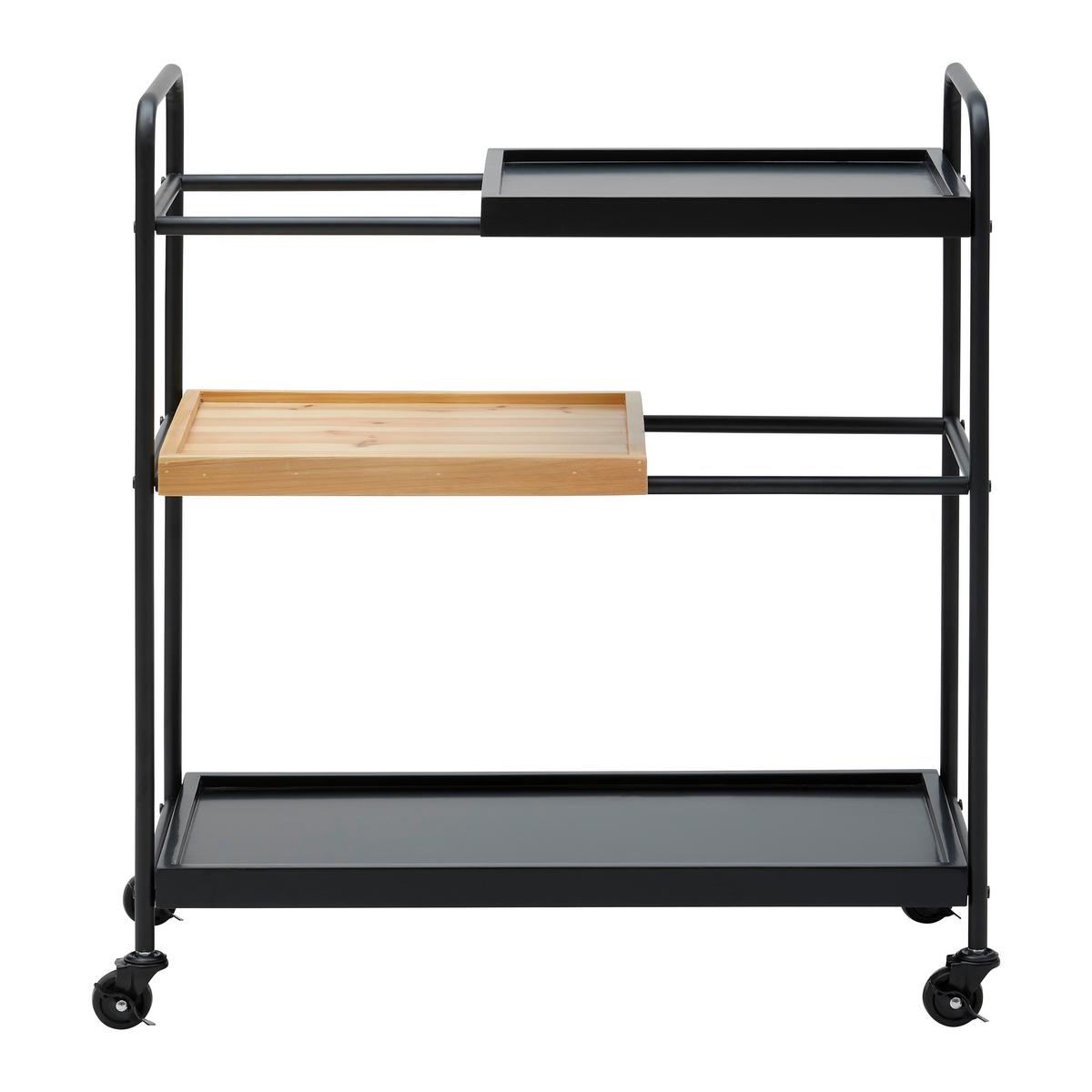 Rollwagen Giorgia Eichefarben/ Schwarz Echtholz/MDF - Eichefarben/Schwarz, MODERN, Holz/Kunststoff (70/79/34cm) - Bessagi Home