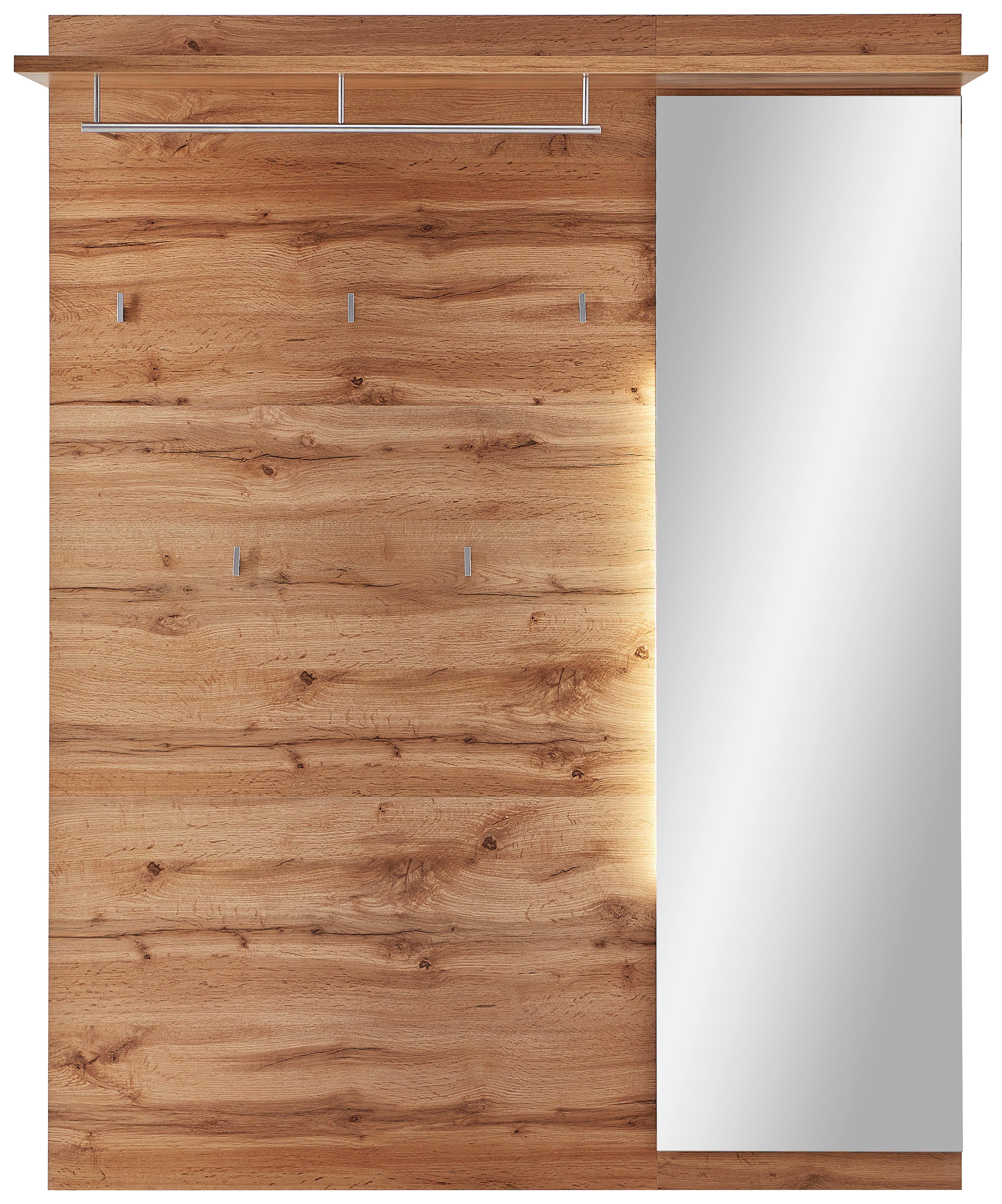 Garderobenpaneel in Eichefarben - Eichefarben/Eiche Wotan, Konventionell, Glas/Holzwerkstoff (126/163/30cm) - Mömax