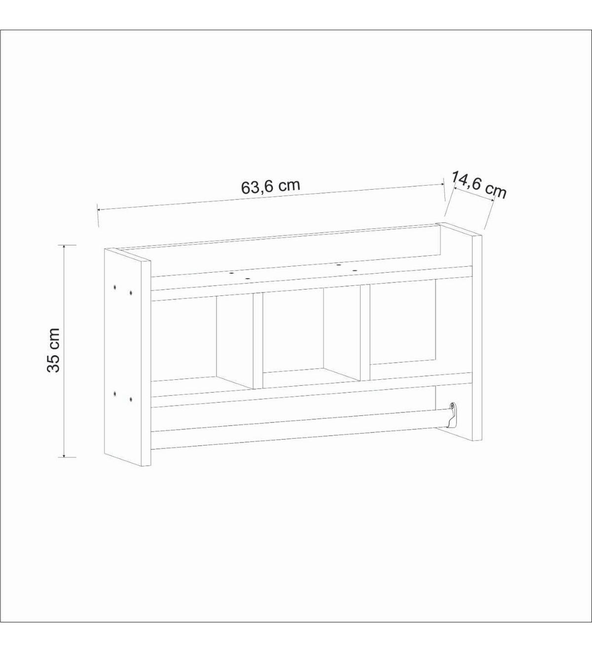 KÜCHENREGAL ASYA R001 WANDREGAL - Eichefarben, Design, Holzwerkstoff (64/35/15cm) - Livetastic