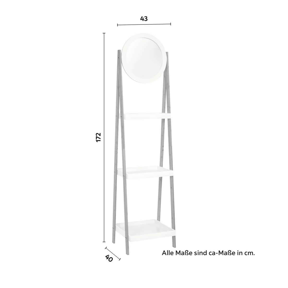 Regal Mirella Weiß/Naturfarben MDF - Naturfarben/Weiß, MODERN, Glas/Naturmaterialien (43/172/40cm) - Bessagi Home