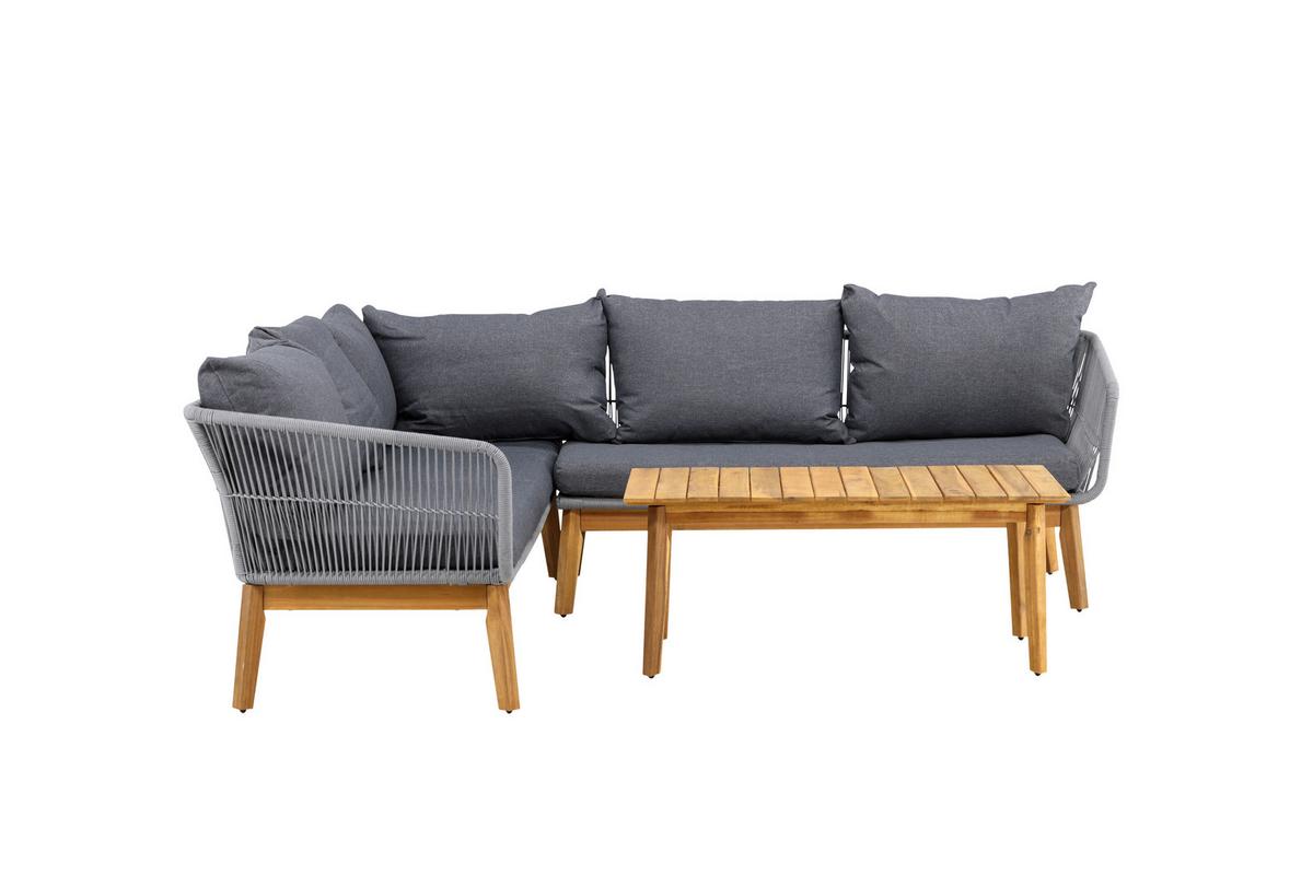 Loungegarnitur Chania ca. 210x160 Dunkelgrau - Dunkelgrau/Grau, KONVENTIONELL, Holz/Kunststoff (210/160cm) - Gardenson