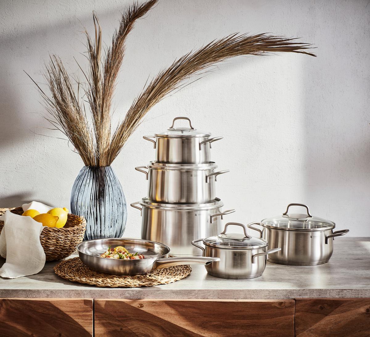 ZESTAW GARNKÓW 0739166030 WMF - kolor stalowy/przejrzysty, Basics, metal/szkło - WMF
