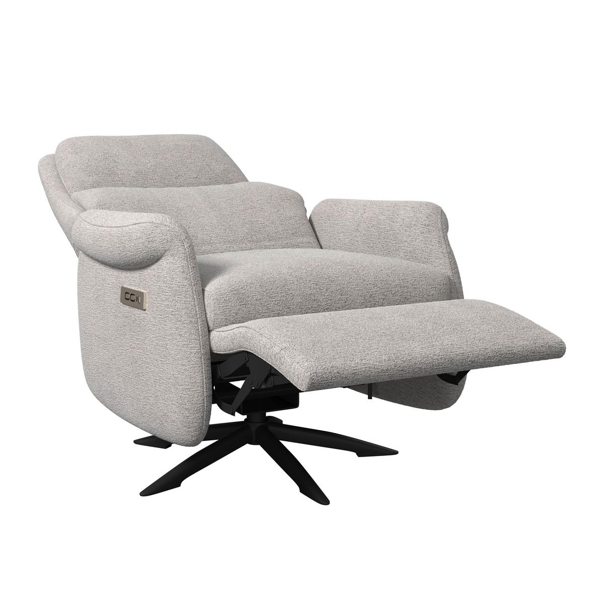 Elektrischer Relaxsessel Alice mit Liege- und Relaxfunktion - Hellgrau/Schwarz, MODERN, Holz/Textil (76/110/90cm) - Bessagi Home