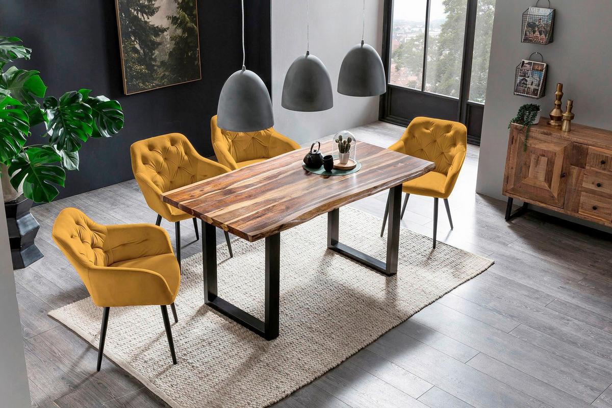 Naslanjač Samt, Rumena - rumena/črna, Moderno, kovina/tekstil (61/85/45cm) - Livetastic