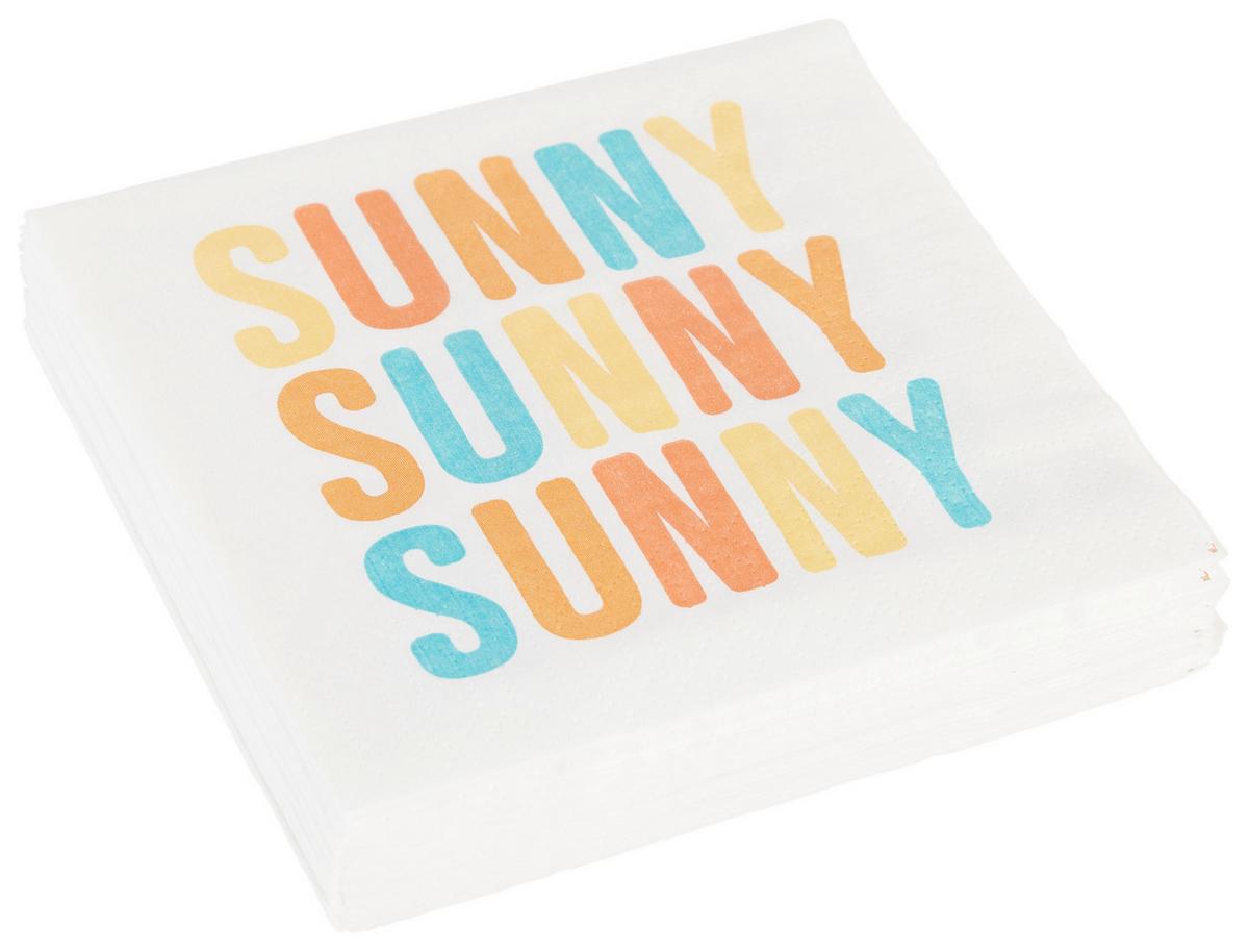 Cocktailserviette Linda in Multicolor ca. 25x25cm - Blau/Weiss, Konventionell, Papier (25/25cm)