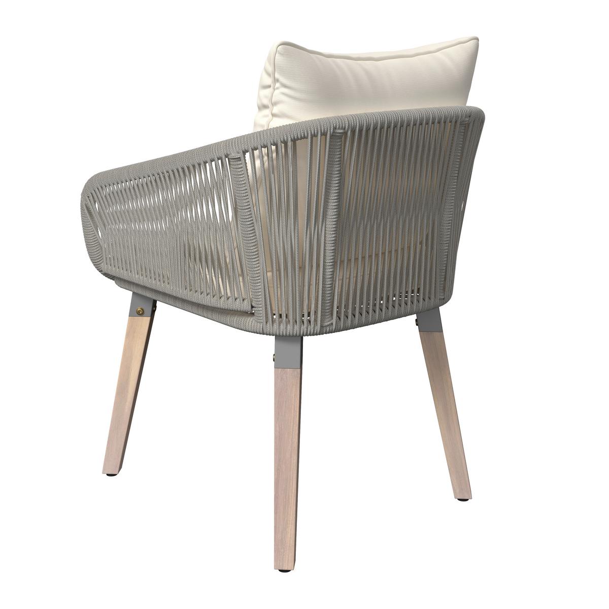 Loungegarnitur Elodie Grau Echtholz/Textil - Greige/Creme, Modern, Holz/Kunststoff - Bessagi Garden