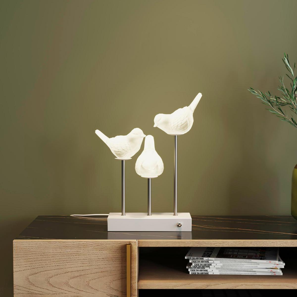 LAMPA STOŁOWA ANIMAL BIRD KARE DESIGN - biały/czarny, Design, metal/ceramika (35/52/25cm) - Kare-Design