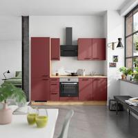 Küchenblock Easytouch High m. Geräten Dunkelrot - Eichefarben/Schwarz, MODERN, Holzwerkstoff/Metall (240cm) - Nobilia