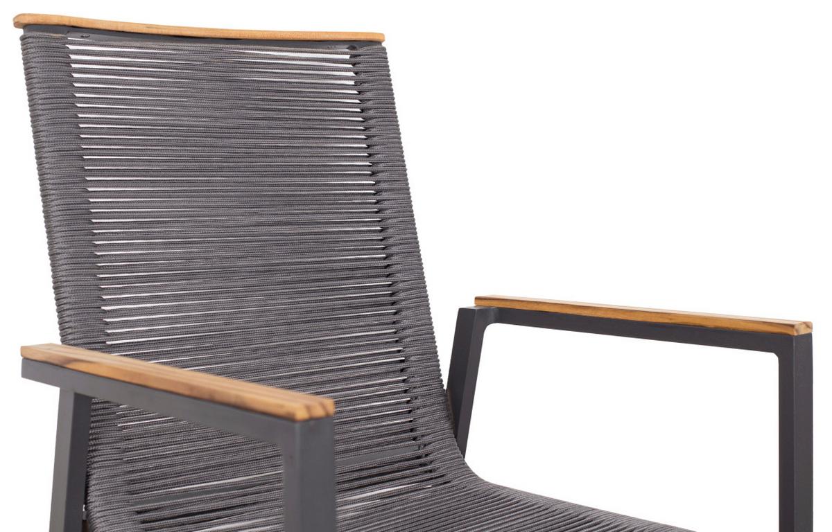Gartensessel Montana Grau/Teak stapelbar - Grau, Basics, Holz/Kunststoff (55/87/66cm) - Gardenson