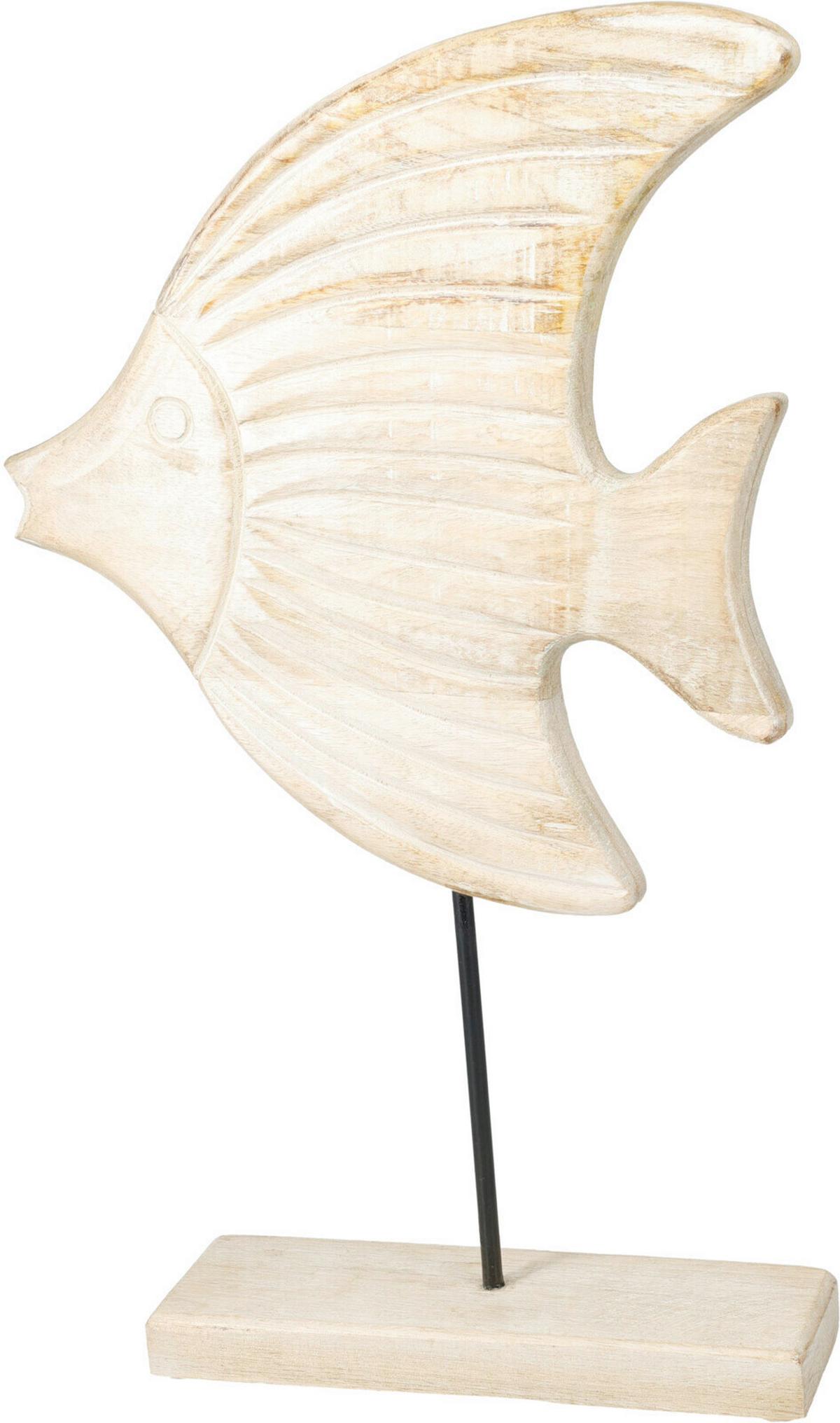 Szobor Fish - natúr színű, Trend, fa/fém (44cm)