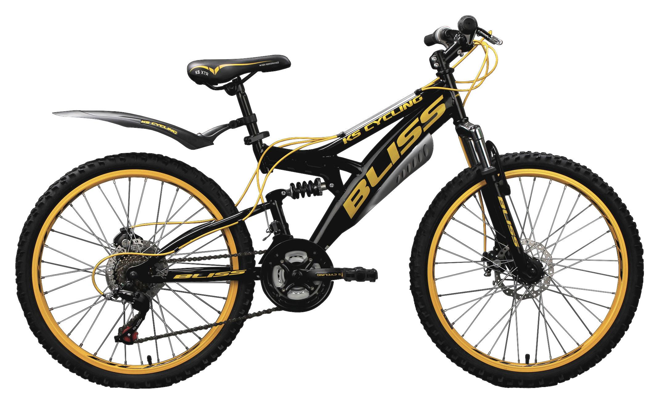 KINDERFAHRRAD MTB Fully 24" Bliss RH 38cm - Gelb/Schwarz, Basics, Metall (180/70/80cm) - Atrigo