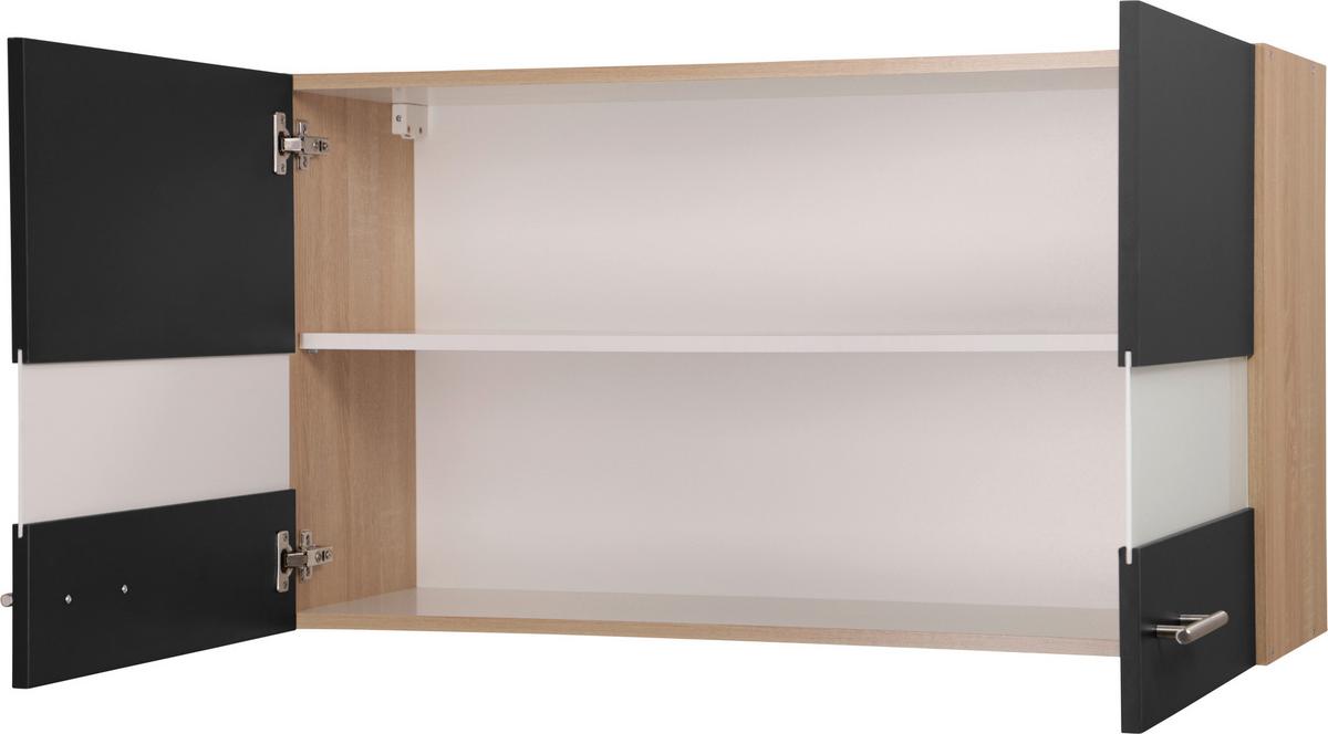 Kuhinjska Zgornja Omarica Merle, Barva Hrasta, Črna - srebrne barve/črna, Basics, kovina/steklo (100/56,1/34,6cm) - Respekta