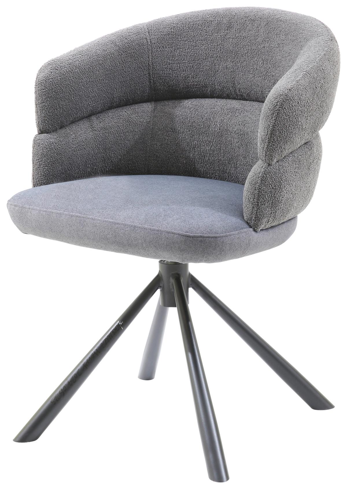 Armlehnstuhl Malia Grau - Schwarz/Grau, MODERN, Textil/Metall (58/83/62cm) - Premium Living