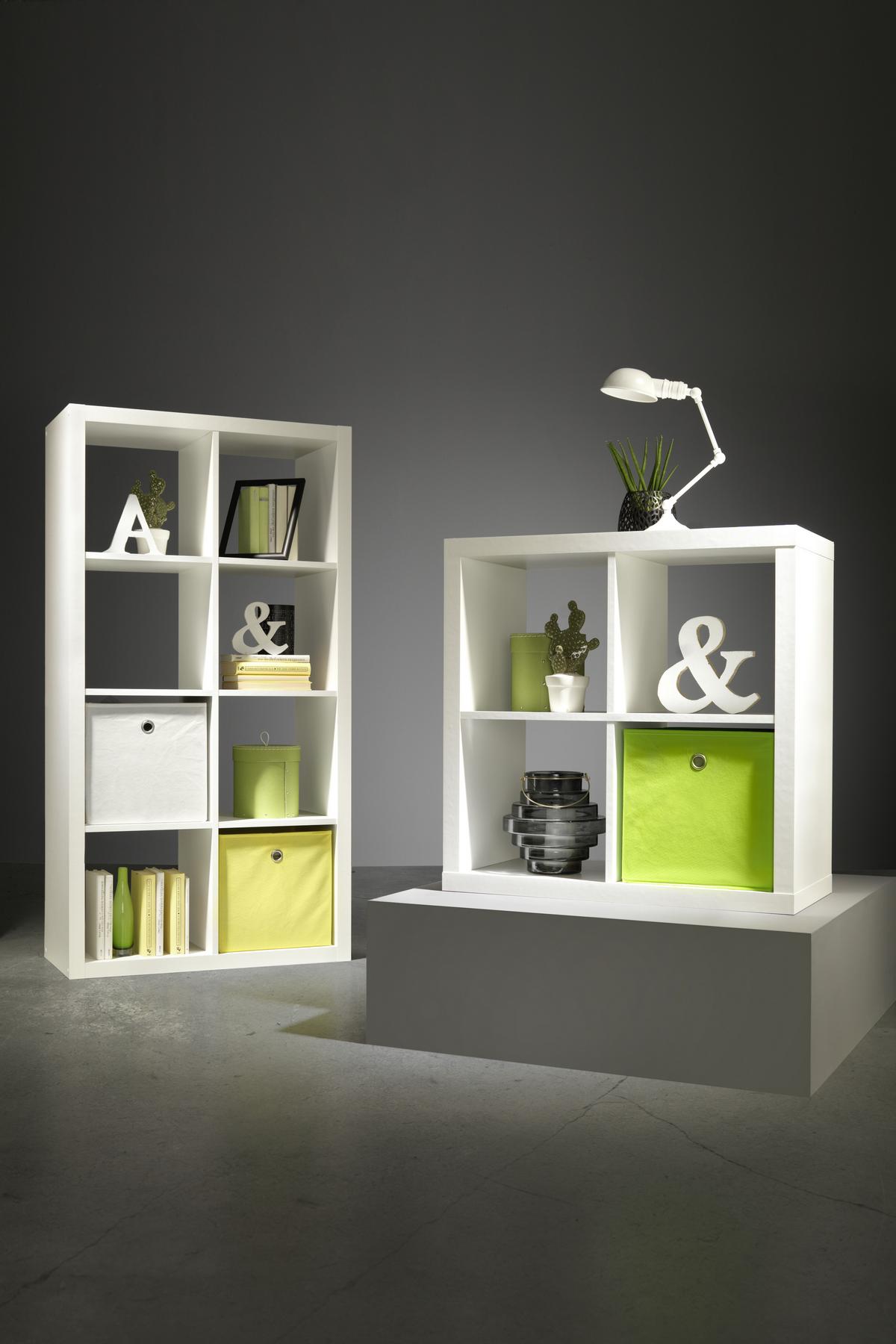 PUDEŁKO SKŁADANE CUBUS - kolor srebrny/biały, Design, karton/metal (32/32/32cm) - Carryhome