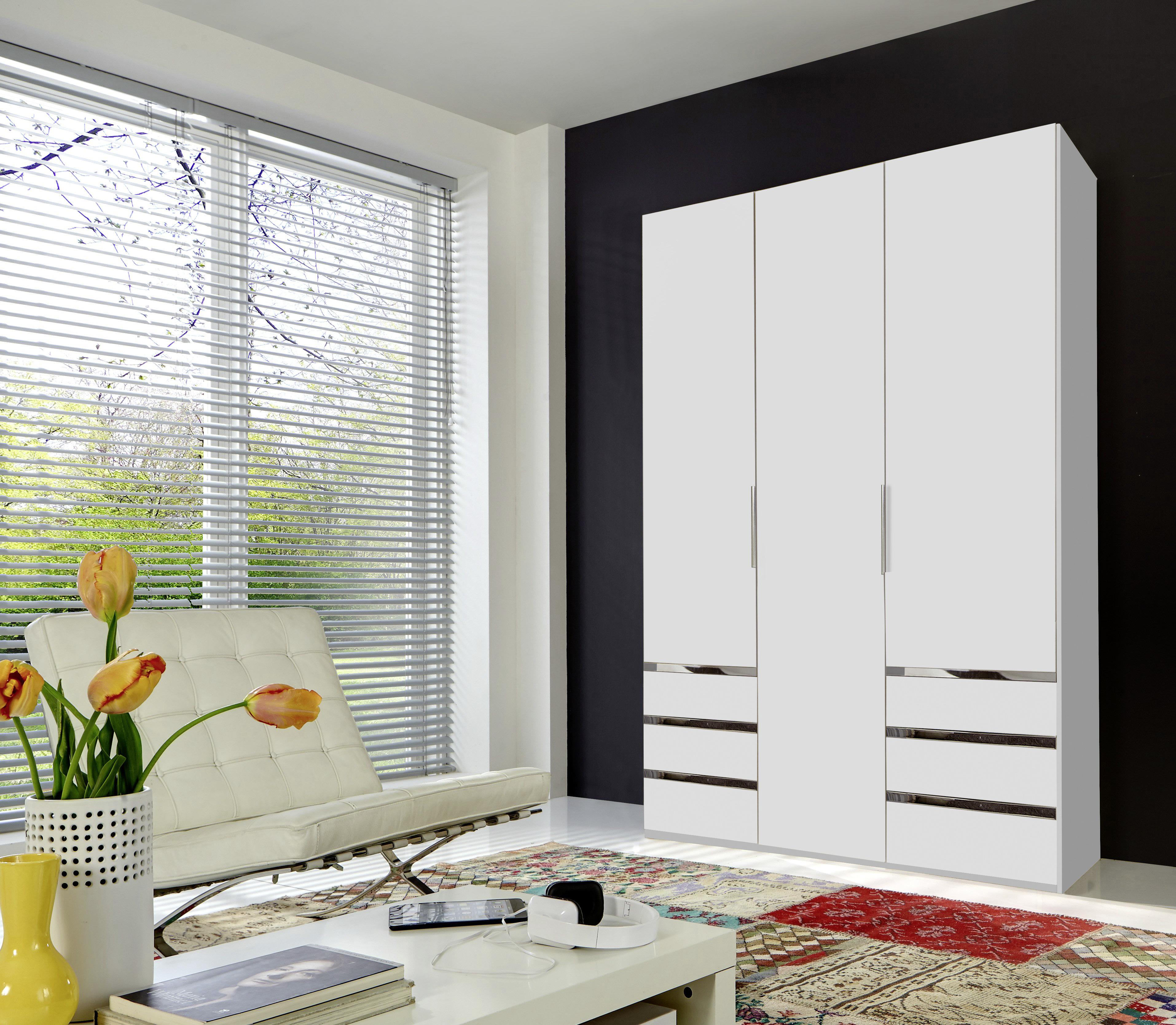 Drehtürenschrank Level 36A ca. 150x216x58 cm Alpinweiß - Chromfarben/Weiß, MODERN, Holzwerkstoff/Kunststoff (150/216/58cm) - MID.YOU