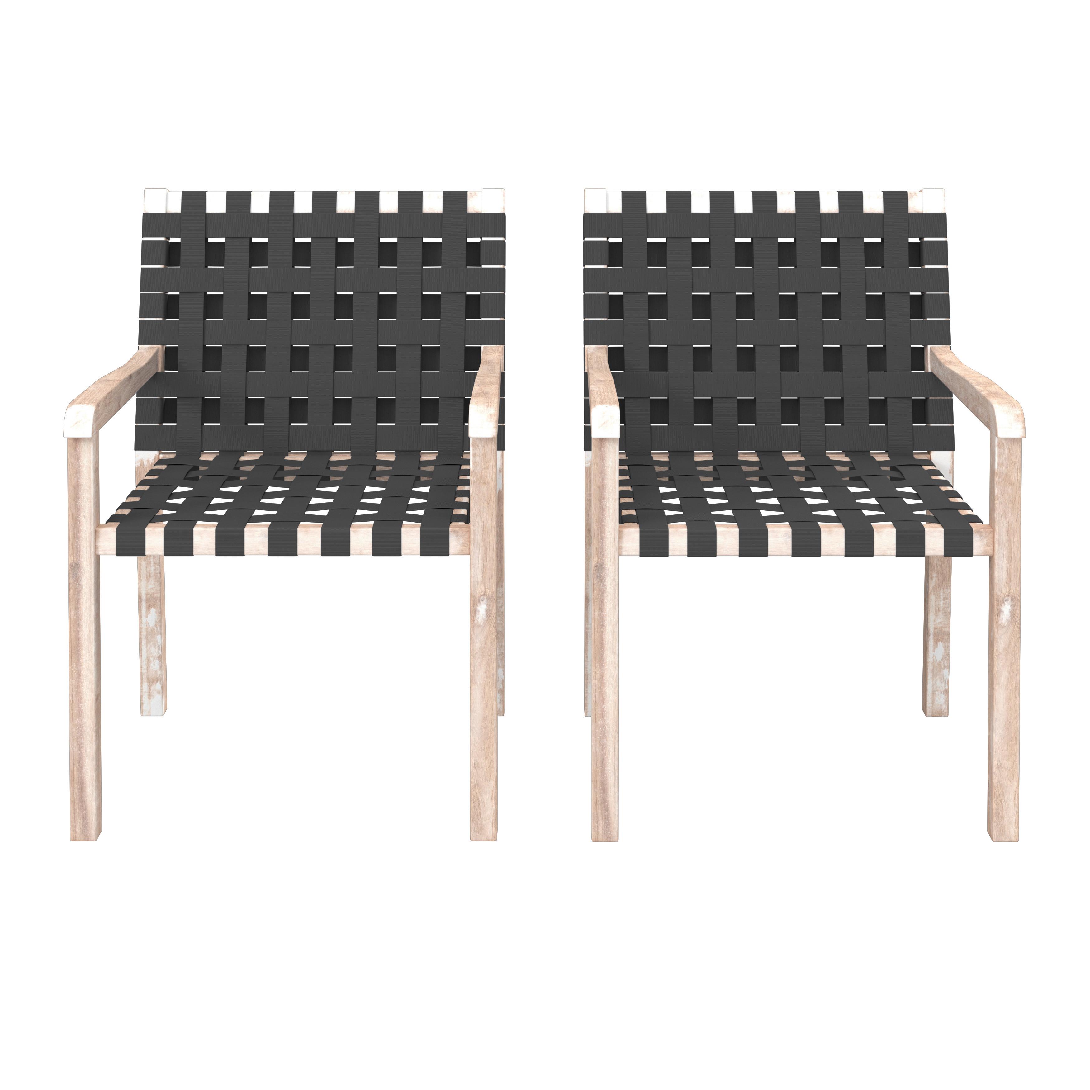 Gartensessel-Set 2-er Set Lauria Schwarz Holz/Textil - Schwarz/Akaziefarben, MODERN, Holz/Textil (61/84/59cm) - Bessagi Garden