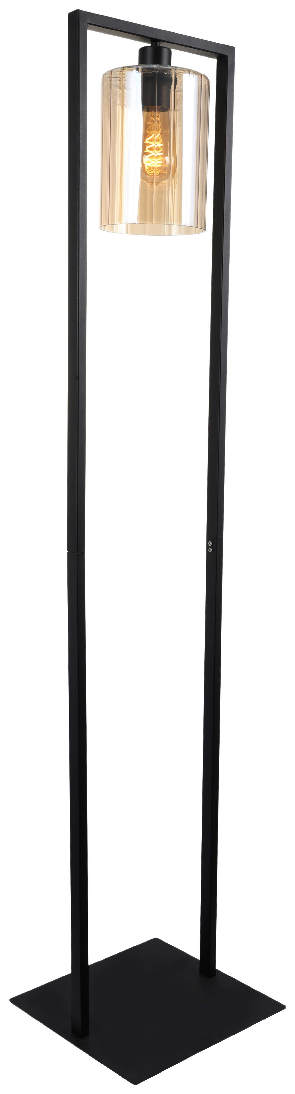 Stehleuchte Ambi Schwarz/Bernsteinfarb. 25 W - Bernsteinfarben/Schwarz, MODERN, Glas/Metall (30/140cm)