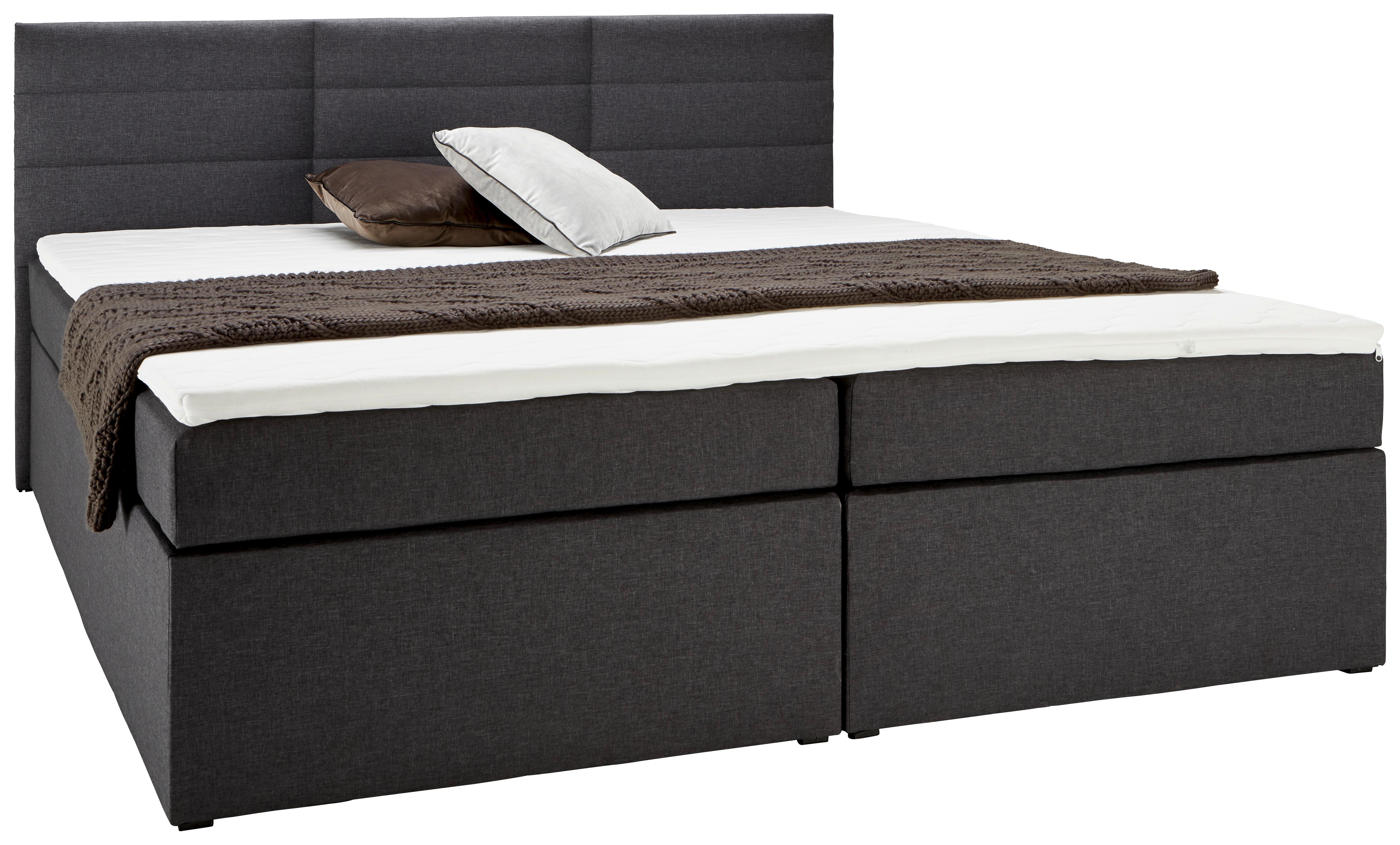 Boxspringbett LISA dunkelgrau ca. 180x200 cm inkl. Topper - Dunkelgrau, Modern, Holz/Textil (180/200cm) - Bessagi Home