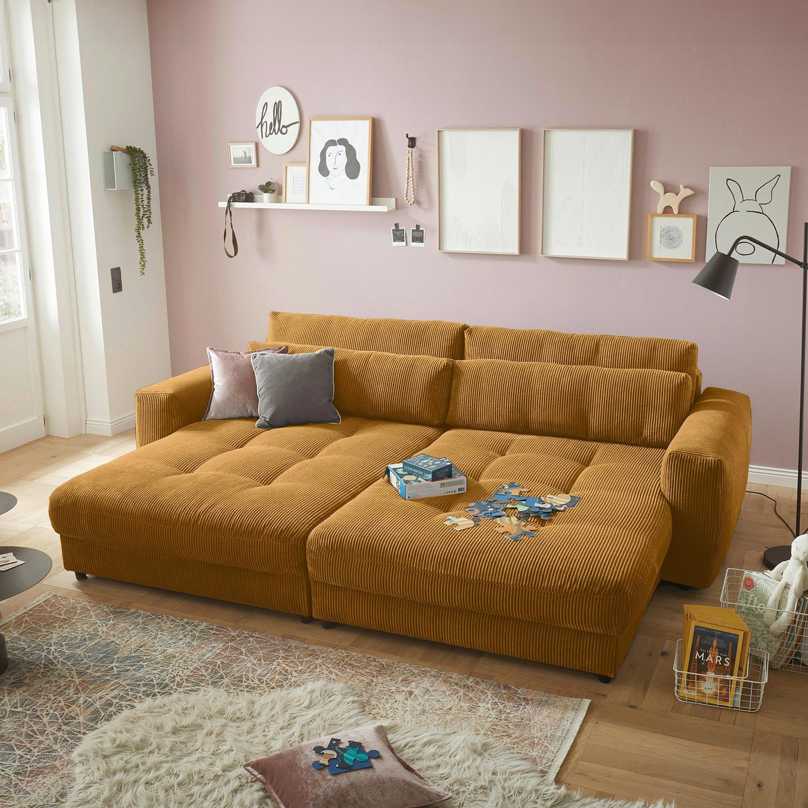 Bigsofa Barura Loveseat ca. 292x194 cm Gelb - Gelb/Schwarz, KONVENTIONELL, Holzwerkstoff/Kunststoff (292/90/194cm) - MID.YOU